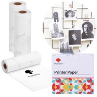 Biały papier termiczny z klejem do Phomemo T02 50mmx3,5m samoprzylepna x3