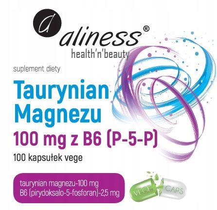 Aliness Taurynian Magnezu 100mg B6 (P-5-P) STRES SKURCZE MIĘŚNI VEGE 100k zdjęcie 4