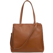 VERA PELLE torebka damska skórzana shopper z paskiem V514 camel