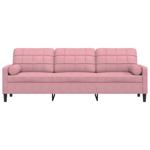 3-osobowa sofa z poduszkami, różowa, 210 cm, aksamit na Arena.pl