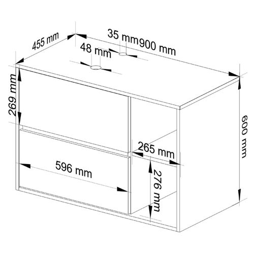 Szafka łazienkowa pod umywalkę z otworami VAMI 2 szuflady biała sonoma na Arena.pl