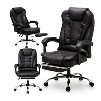 fotel biurowy obrotowy boss z podnóżkiem - czarny eco skóra ko22cz