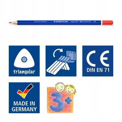 Kredki akwarelowe 12 kolorów Ergosoft Staedtler zdjęcie 5