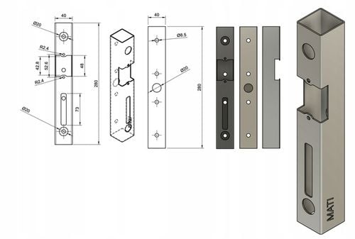 Kaseta elektrozaczepu ANTRACYT 7016 L280 z elektrozaczepem do furtki drzwi na Arena.pl