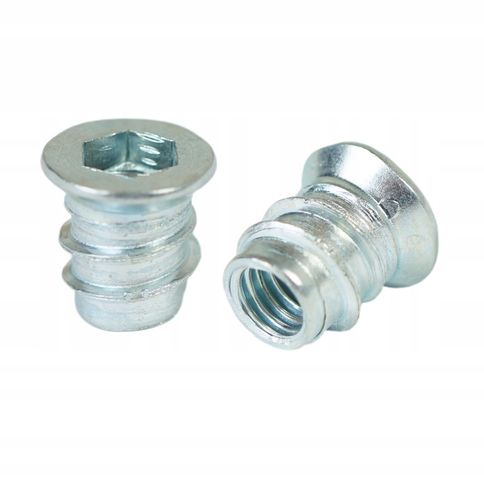 100x Mufa dwugwintowa wkręcana z kołnierzem wpustka wkręt do drewna M6 na Arena.pl