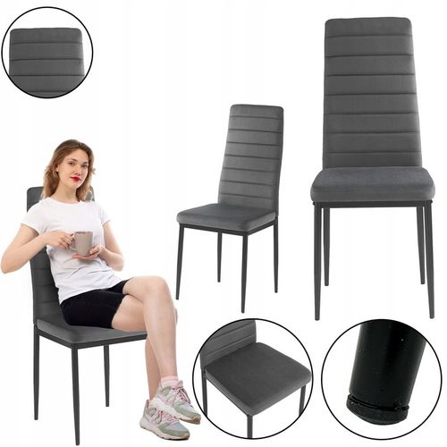 KRZESŁO PIKOWANE WELUR SALON JADALNIA KUCHNIA WYSOKIE MARK KT118 SZARE na Arena.pl