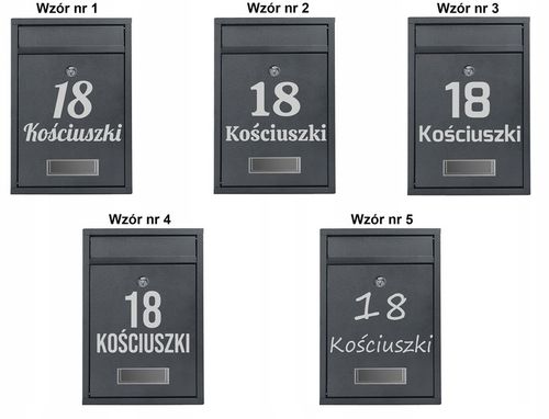SKRZYNKA POCZTOWA NA LISTY POCZTĘ Z NUMEREM DOMU NAZWĄ ULICY NAPIS na Arena.pl