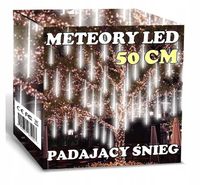 METEORYTY LAMPKI CHOINKOWE SOPLE LED 4,1m 8x 50CM PADAJĄCY ŚNIEG mikołaj