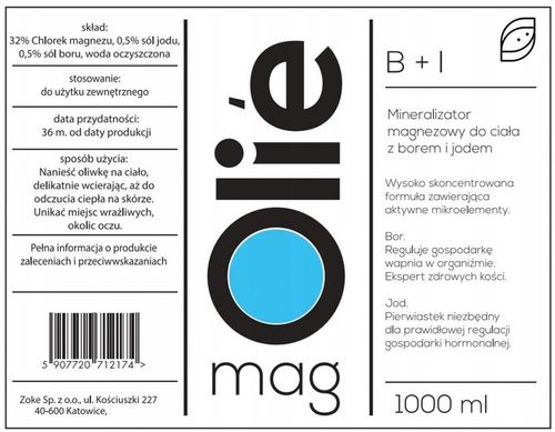 Olejek magnezowy 32% MgCl2.Z borem i jodem 1000 ml na Arena.pl