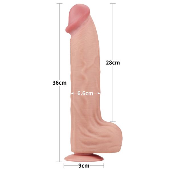 14'' King Sized Sliding Skin Dual Layer Dong zdjęcie 3