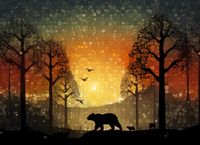 Plakat 55x40cm Zachód w Dzikim Lesie