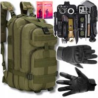 Plecak Sportowy 35L Zestaw Przetrwania 32w1 Rękawice Ochronne r. L