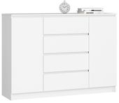 KOMODA K 140 cm 2 DRZWI 4 SZUFLADY BIAŁA