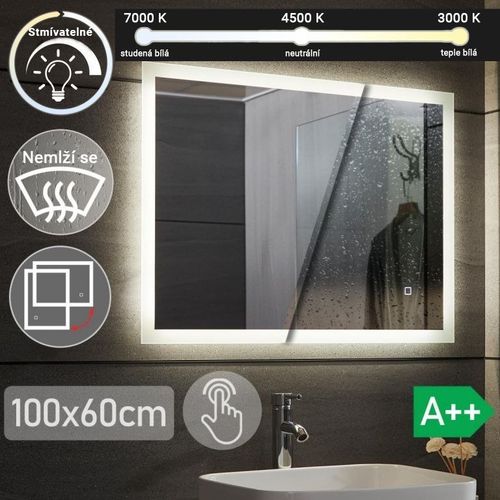 Aquamarin Lustro łazienkowe z oświetleniem LED, 100 x 60 cm na Arena.pl