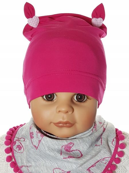 KOMPLET CZAPKA + CHUSTKA Z POMPONIKAMI CZAPECZKA + CHUSTECZKA 3-12 M-C 4WZ zdjęcie 5