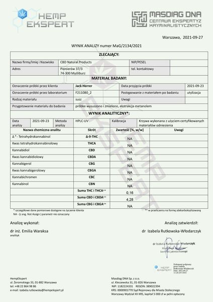 Susz konopny CBD | JACK HERER | 100 g zdjęcie 5