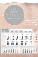 KALENDARZ wiszący 2025 jednodzielny DREWNIANY FIRMOWY twój wzór logo napis
