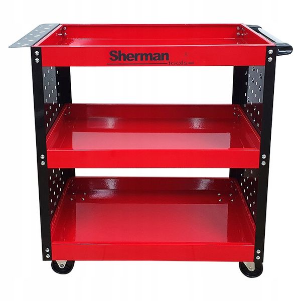 Wózek trzypółkowy warsztatowy narzędziowy 3PA cz ze ściankami Sherman zdjęcie 4