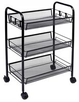 MOBILNY REGAŁ STOLIK NA KÓŁKACH PÓŁKI DO KUCHNI SALONU BIURA CZARNY