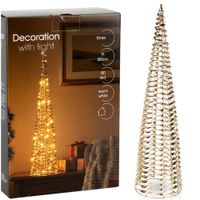 Choinka Świecąca Złota Stożek Świąteczny Ozdobny na Boże Narodzenie 80 cm