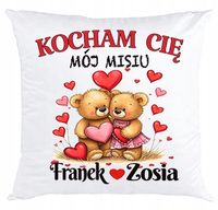 PODUSZKA NA PREZENT MIŚ ROCZNICA PARA MĄŻ ŻONA KOCHAM CIĘ WALENTYNKI + IMIĘ
