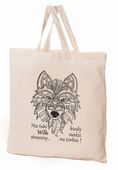 Bawełniana torba zakupowa zdobiona motywem zwierzęcym - Wilk 38x42x10cm