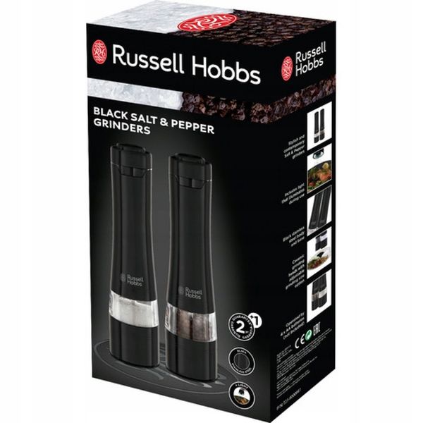 MŁYNEK DO SOLI I PIEPRZU RUSSELL HOBBS ZESTAW 2 SZT. CZARNE REGULACJA zdjęcie 6