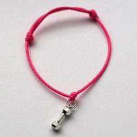 Fit Kolekcja - Bransoletka ze sznurka z hantlem neon pink