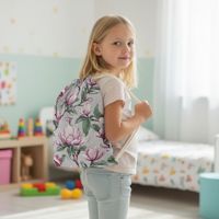 Plecak Worek Bawełniany dla dzieci 35x45 - Wzór Magnolii na Szarym Tle