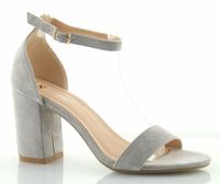 Sandały zamszowe na słupku 8,5 cm. z zakrytą piętą szare Rozmiar obuwia - 40