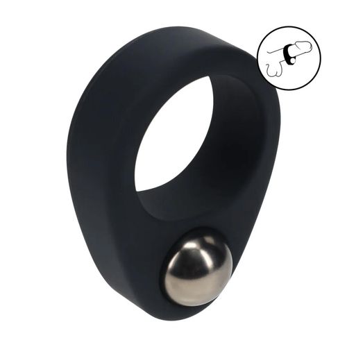Liquid Silicone Single Weighted Ball Cockring - Black na Arena.pl