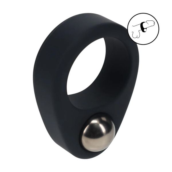 Liquid Silicone Single Weighted Ball Cockring - Black zdjęcie 2