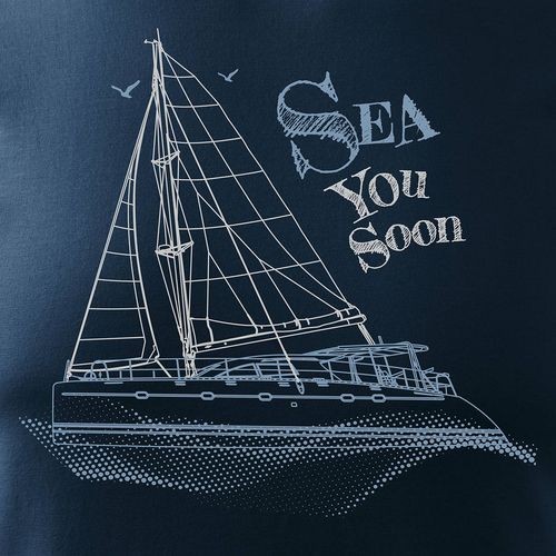 Koszulka żeglarska dla żeglarza z jachtem żaglówką męska granatowa REGULAR L na Arena.pl