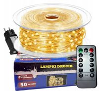 LAMPKI DRUCIKI 500LED 50M BIAŁY CIEPŁY CHOINKOWE ŚWIATEŁKA ŻYŁKI NA PRĄD