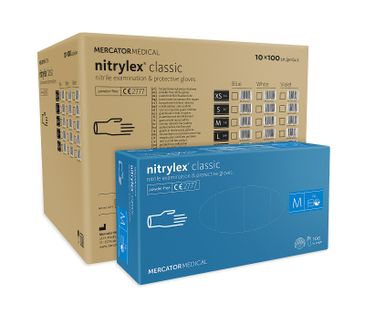 Rękawice nitrylowe nitrylex classic blue txt M karton 10 x 100szt.