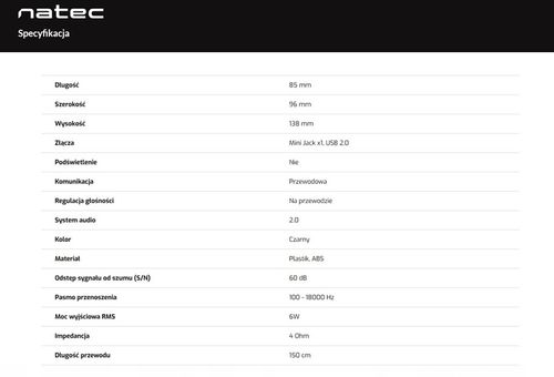 Głośniki komputerowe Natec Lynx 2.0 6W RMS na Arena.pl