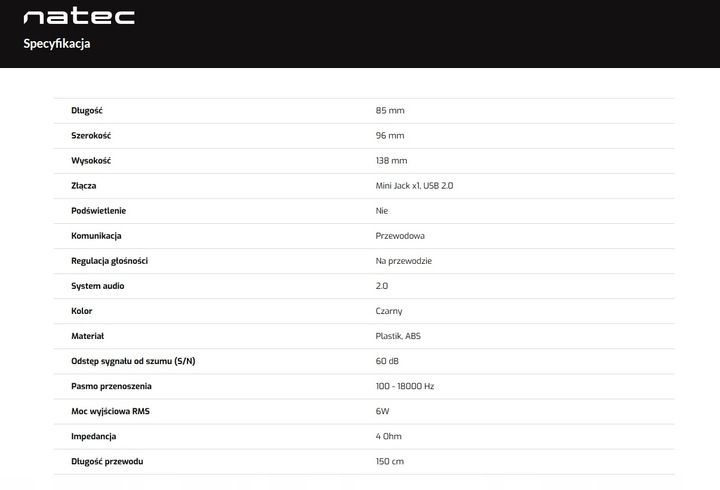 Głośniki komputerowe Natec Lynx 2.0 6W RMS zdjęcie 12