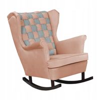 Fotel uszak bujany Carol Duo  beżowy pudrowy pastelowy kratka