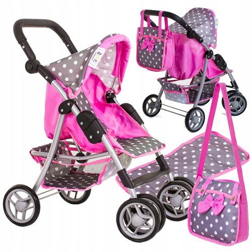 WÓZEK DLA LALEK spacerowy duża spacerówka TORBA PRZEWIJAK regulowana rączka na Arena.pl