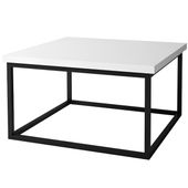 Stolik Kawowy Industrialny Ława Loft Biały Stelaż Czarny 120 x 60 x 48 CM