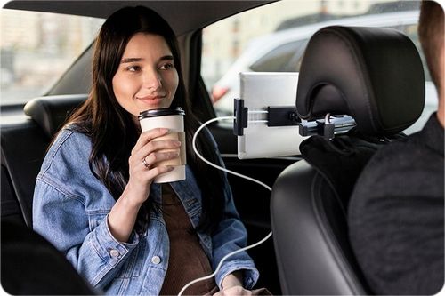REGULOWANY UCHWYT SAMOCHODOWY HOLDER TRZYMAK NA TABLET TELEFON NA ZAGŁÓWEK na Arena.pl