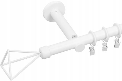 KARNISZ POJEDYNCZY 200 CM 19 MM CZARNY MAT BIAŁY MAT WYBÓR ZAKOŃCZEŃ RENA na Arena.pl