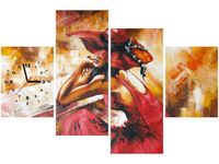 120CM 80CM ZEGAR 4 ELEM JESIENNA ZADUMA OBRAZ ŚCIENNY