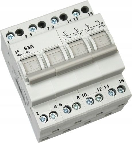 PRZEŁĄCZNIK ZASILANIA SIEĆ-AGREGAT INSTALACYJNY WYBORU 4P 63A 1-0-2 na Arena.pl