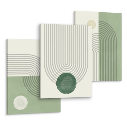 OBRAZY DO SYPIALNI SET ZIELONE WZORY GEOMETRYCZNE ABSTRAKCJA 90cm x 40cm na Arena.pl