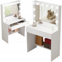 TOALETKA KOSMETYCZNA MAKIJAŻU WIZAŻU Z LUSTREM LED NOWOCZESNA  GLAMOUR LOFT