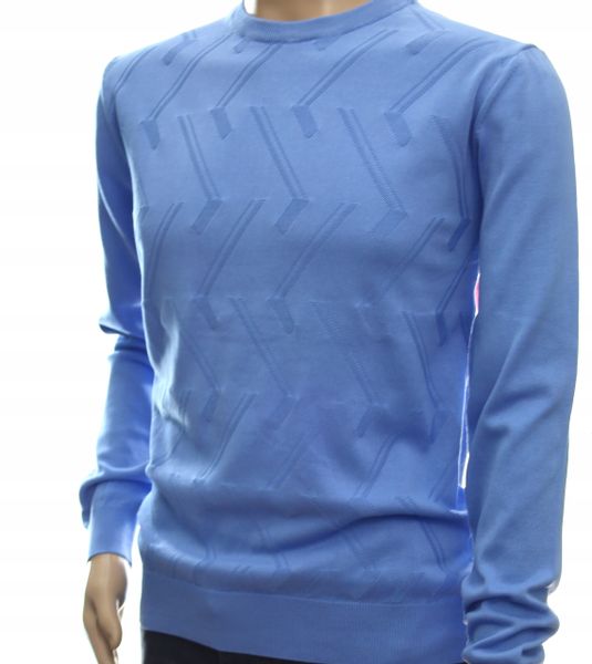 STROKERS klasyczny elegancki sweter męski z bawełny XXL 2XL błękitny zdjęcie 3