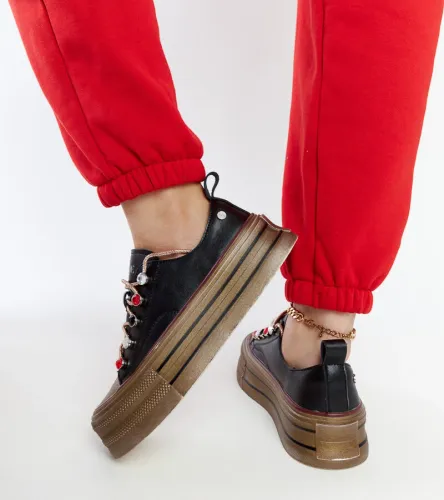 Czarne sneakersy na platformie GOE NN2N4053 40 na Arena.pl