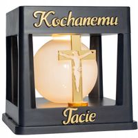 ZNICZ SOLARNY LED LAMPION NA GRÓB STATUETKA NA CMENTARZ Z KRZYŻEM TATY TATO