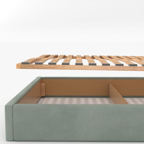 ŁÓŻKO TAPICEROWANE DO SYPIALNI 180x200 ŁÓŻKO PODWÓJNE Z POJEMNIKIEM MIĘTOWE na Arena.pl